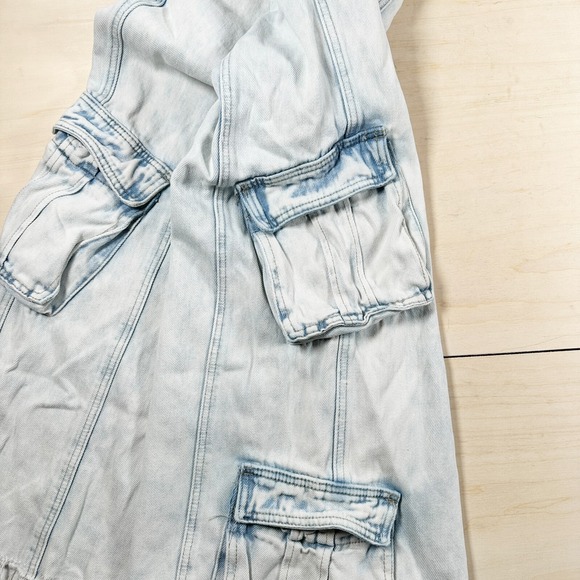 Blank NYC Womens Wide Leg Cargo Jeans Size 29 Light Wash High Rise Baggy Skater‎ - Picture 11 of 12